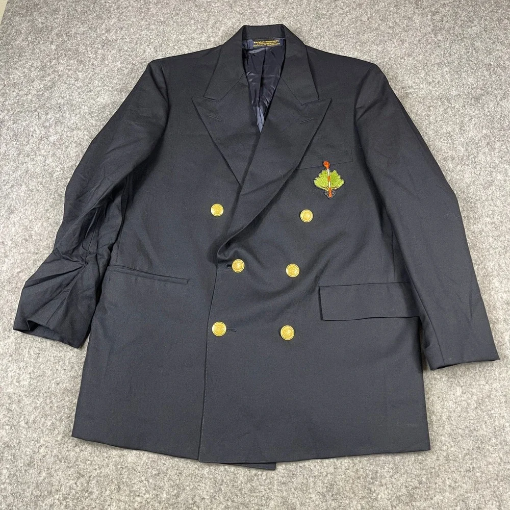 VTG Brooks Brothers Merion Golf Club Double Breasted Blazer Gold Button USA 41R